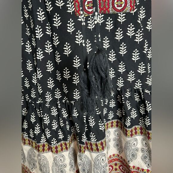 BEACHLUNCHLOUNGE Leah Print Top Bohemian Flowy Bell Sleeve Paisley Size Medium - Picture 5 of 9